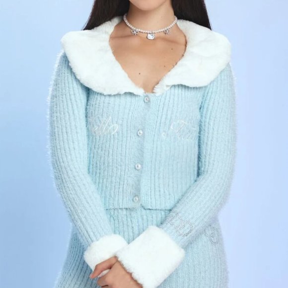 Hello Kitty Faux Fur Cardigan Sweater Forever 21 (SOLD) - Picture 2 of 4